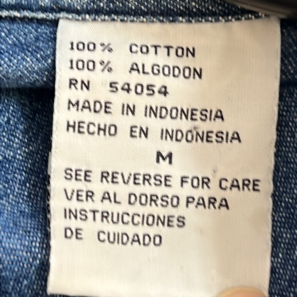🌞 Bugle Boy For Her Vintage 90s short sleeve button up blue denim shirt M - Picture 6 of 16